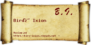 Biró Ixion névjegykártya